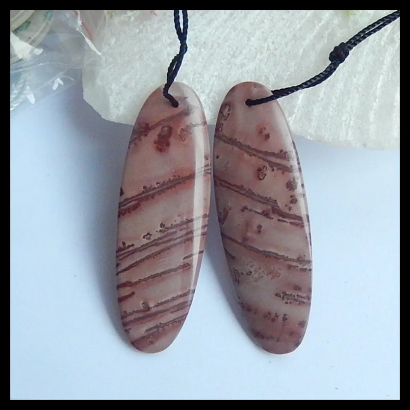 

Серьги из натуральной яшмы чохуа, модные полудрагоценные камни, ювелирные аксессуары, серьги, ювелирные изделия, 44x14x4 мм, 8,1 г