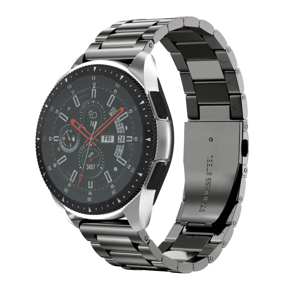 Ремешок из нержавеющей стали для samsung Galaxy Watch 46 мм 42 мм ремешок с шириной 22 мм 20 мм металлический браслет три звенья