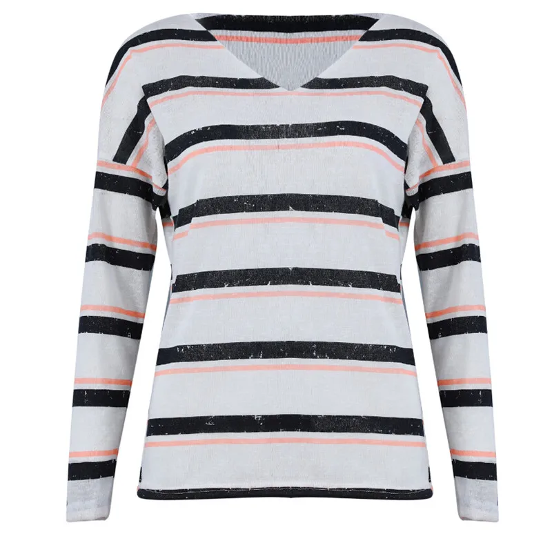 Женская осенне зимняя блузка с длинным рукавом 2018 модная дамская Полосатая