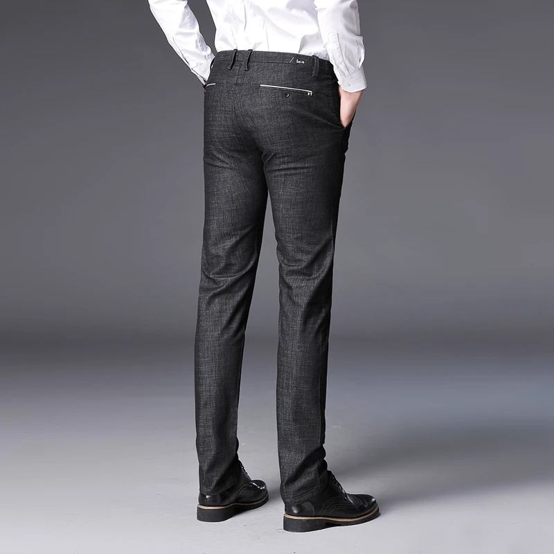 2018 новые мужские повседневные брюки деловые узкие темно серые размер 28