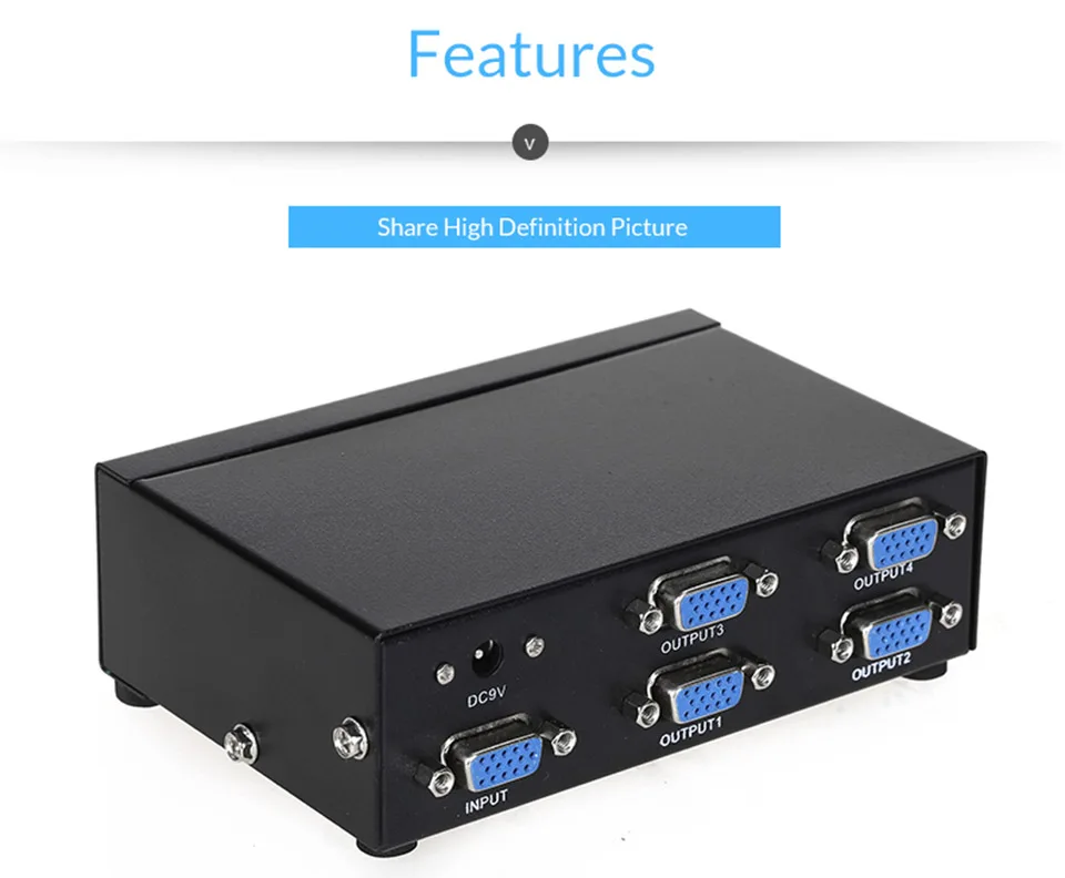 Unnlink VGA разветвитель 1X4 FHD1080P@ 60 Гц 1 вход 4 выхода 1*4 VGA разветвители для компьютера ноутбука Настольный проектор монитор HDTV