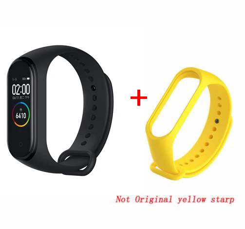 add yellow strap Xiaomi mi Band 4 умный браслет 3 цвета AMOLED экран mi band 4 Smartband фитнес-тренажер Bluetooth спортивный водонепроницаемый смарт-браслет - Цвет: add yellow strap