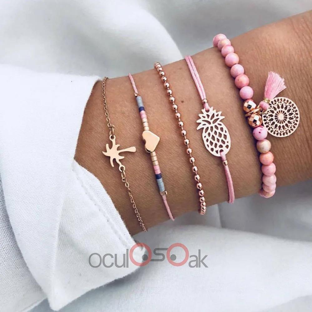 Подарок для женщин браслеты ювелирное изделие богемное розовое дерево бисер