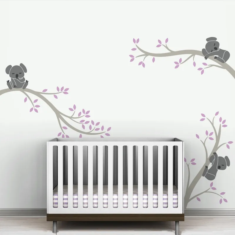 Коала и дерево наклейки на стену ветки Крупногабаритные съемные настенные Декор Гостиная детской комнаты обои плакат 504C