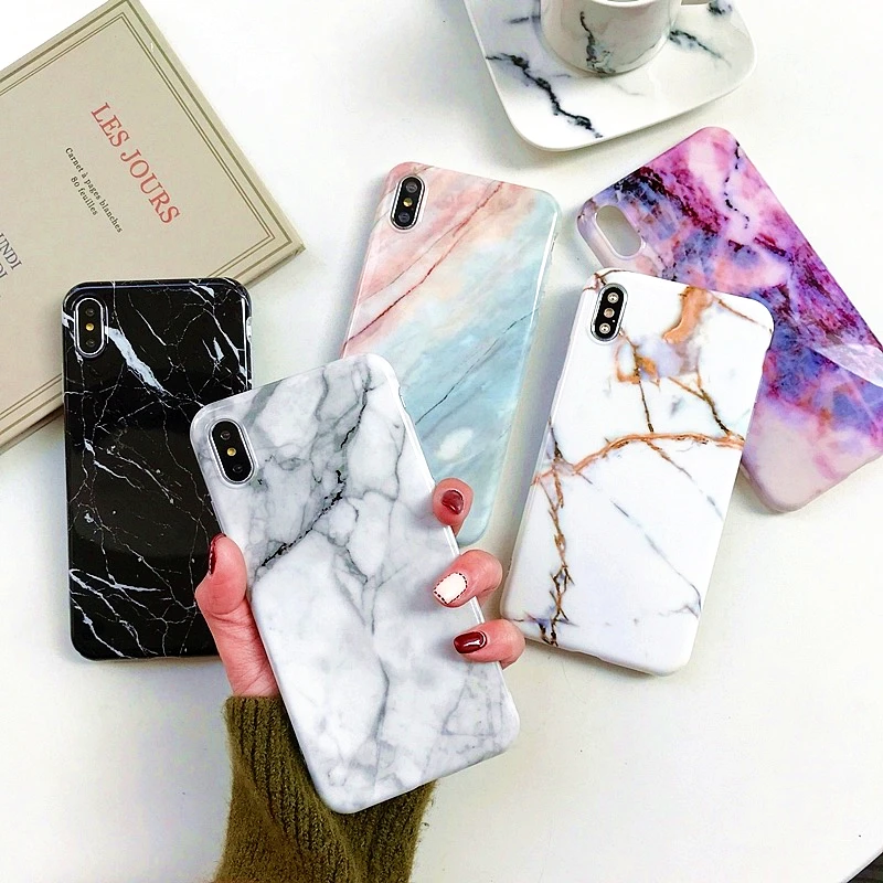 Новый роскошный глянцевый мраморный чехол для iPhone X XS XR 6 S 7 8 Plus MAX Модный из ТПУ