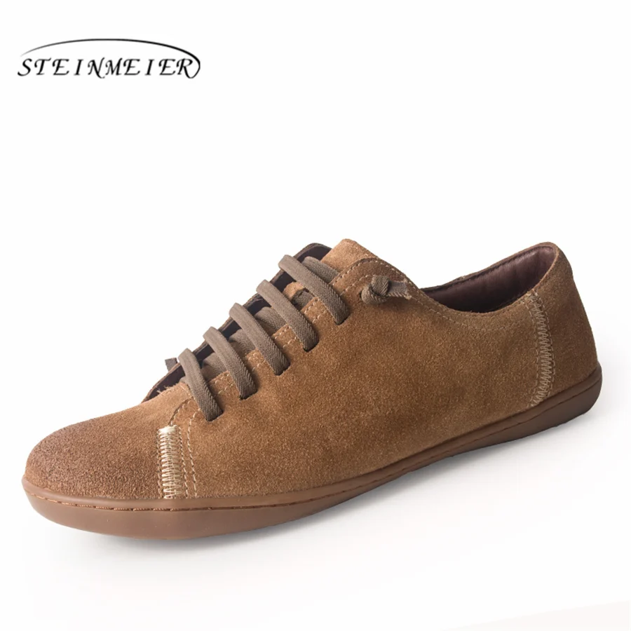 Light Brown suede Женская обувь на плоской подошве; повседневная обувь из натуральной кожи; женские балетки на плоской подошве; кроссовки; женская обувь; весенняя обувь; - Цвет: Light Brown suede