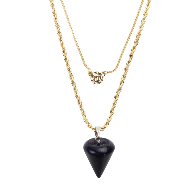 2015 New Fashion Vintage Style Double Chain Necklace Jewelry Natural Stone Long Pendant | Украшения и аксессуары
