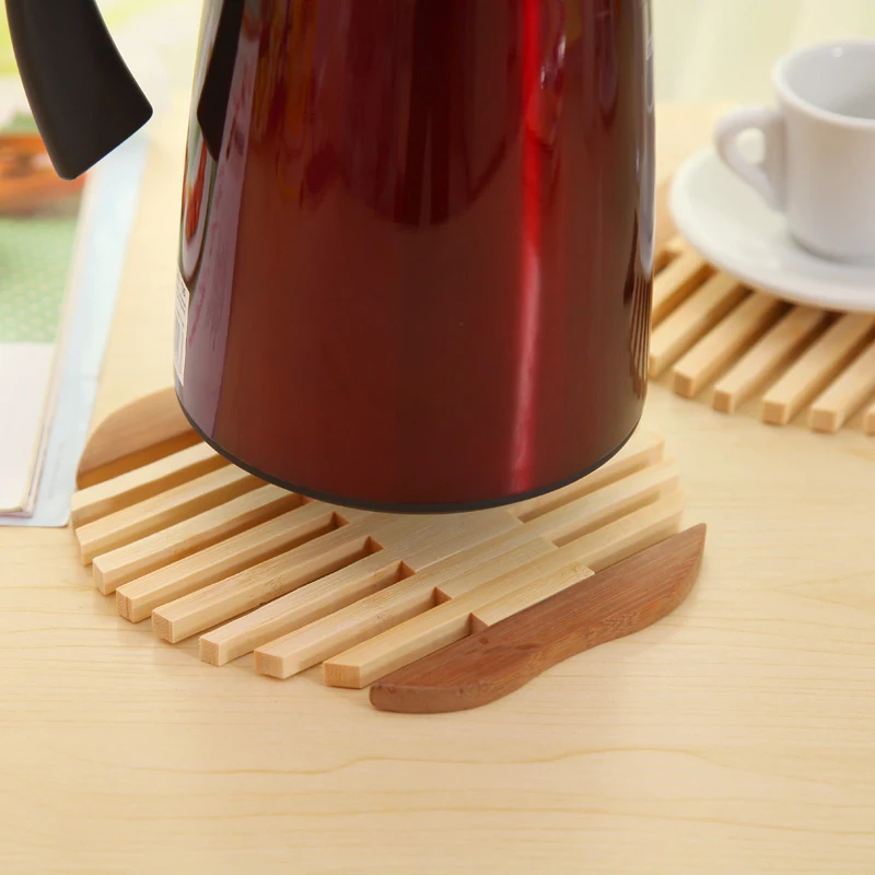 Mat Q exquisite bamboo bowl kitchen pad Apple fish type coasters cup holder insulated against hot tea pot mat | Дом и сад