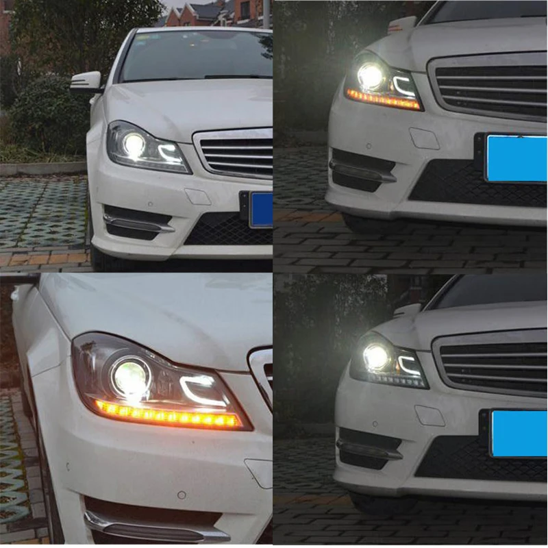 Hlxg для Mercedes Benz W204 2011 2012 2013 светодиодный автомобиль фары в сборе t10 drl поворотники