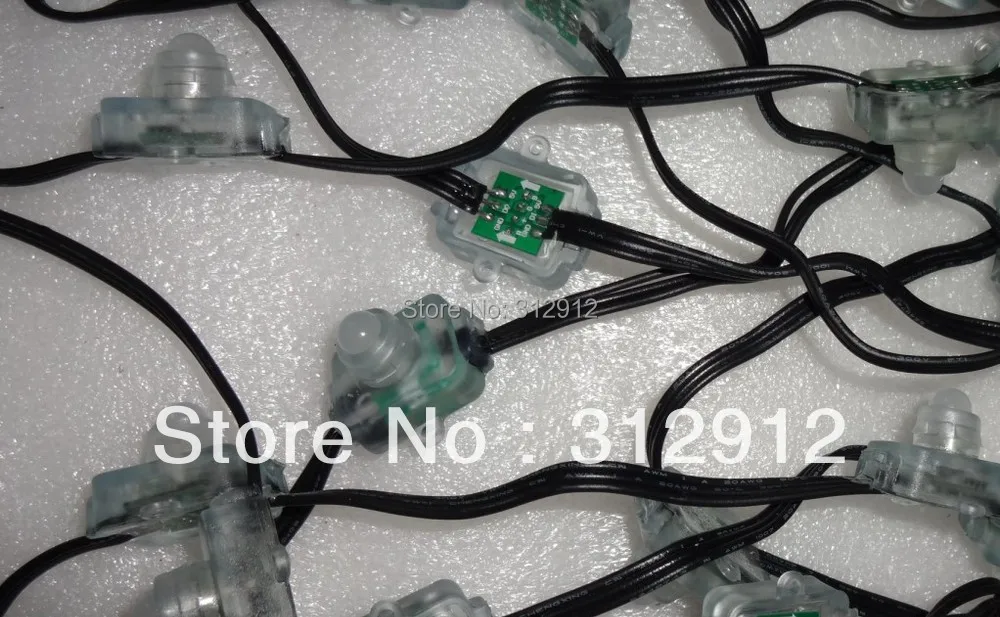 100pcs DC12V вход WS2811 Светодиодный пиксельный свет со всеми черными проводами IP68