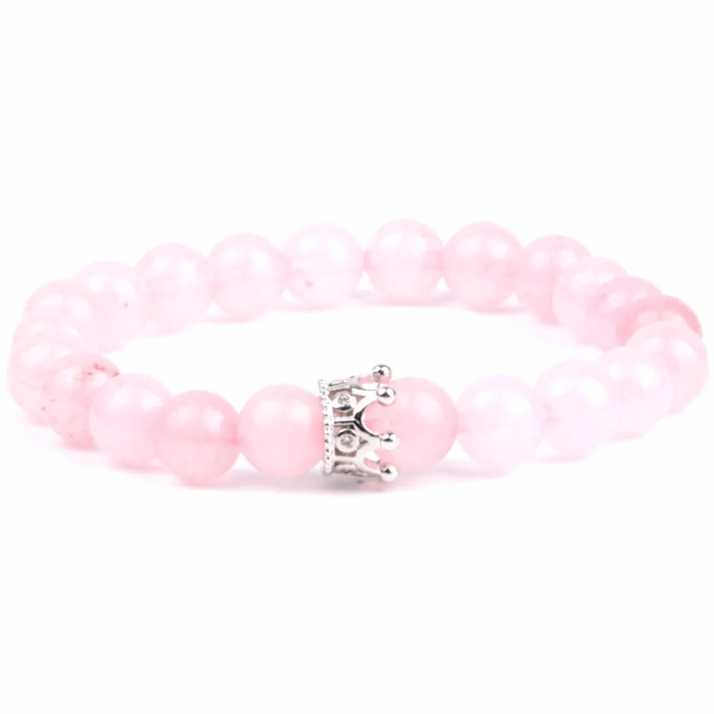 Парные браслеты 2018 модные с короной натуральными черными и белыми камнями