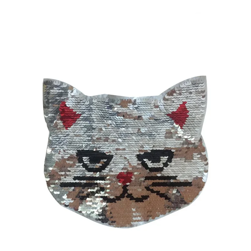 1pcs Cat Reversible Change Sequins Patches For Clothes Kids Boy Girl T Shirt Sew On Embroidered Fabric Badges DIY Applique | Дом и сад