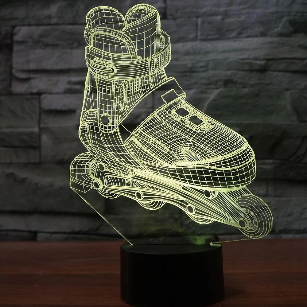 Роликовые коньки LED 3D ночник обувь настольная лампа Luminaria Детская комната