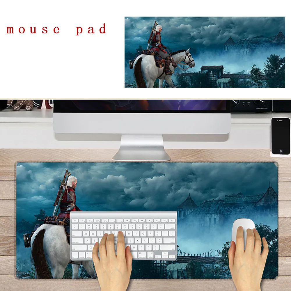 900x400x2 мм игровой коврик для мыши с аниме ведьмаками для ноутбука, ПК, коврик для мыши с замком, нескользящий коврик для ноутбука, клавиатуры, мыши