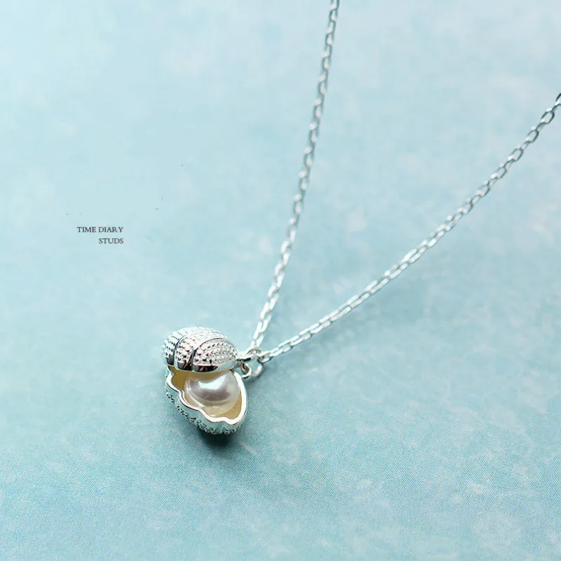 Pearl Shell Necklace 925 Sterling Plate Personality Women Fashion Dainty Chain Gifts For Girlfriend Mom Sisters | Украшения и