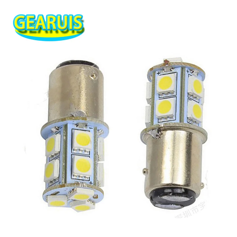 100X автомобильная светодиодная лампа S25 BAY15D 1157 13 smd 5050 13SMD 3 чипа Автомобильный