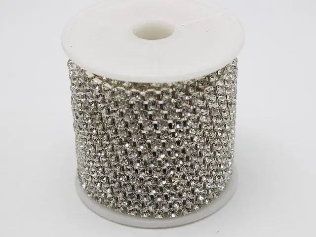 

10 Yards SS16 Silver Colour Clear Crystal Rhinestone Close Chain Trim Bridal Wedding