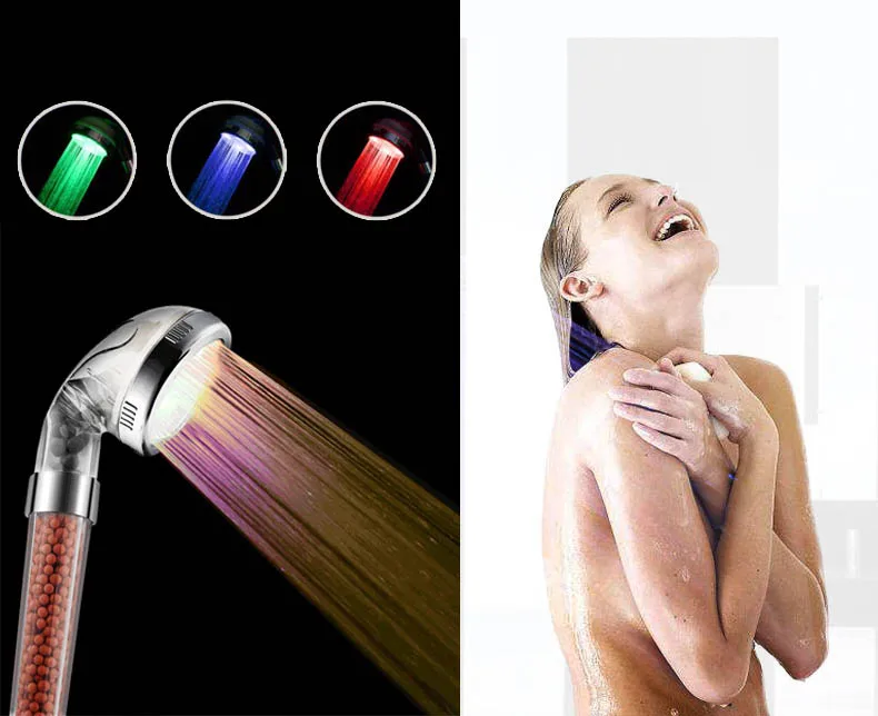 

LED Anion Shower SPA Shower Head Pressurized Water - Saving Temperature Control Colorful Handheld Big Rain Shower