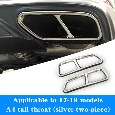 17-19 A4 silver 2pcs Для Audi A6 C7 A4 B9 A7 Q7 выхлопной трубы горло модифицированные наклейки для автомобилей четыре аксессуары для глушителя - Цвет: 17-19 A4 silver 2pcs