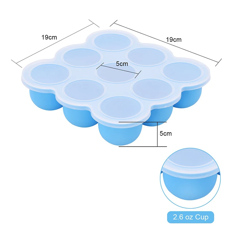 Portable Baby Food Storage Box Homemade Blue Mini Infant Food Container Breast Milk Storage Crisper Silicone Food Freezer Trays
