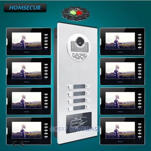 

HOMSECUR 7" Multi Apartment Video Door Entry Intercom Kit+Dual-way Intercom