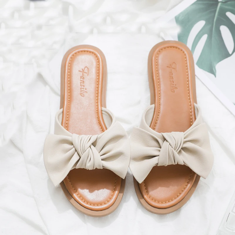 2019 г. Новые модные летние женские тапочки на низком каблуке с открытым носком