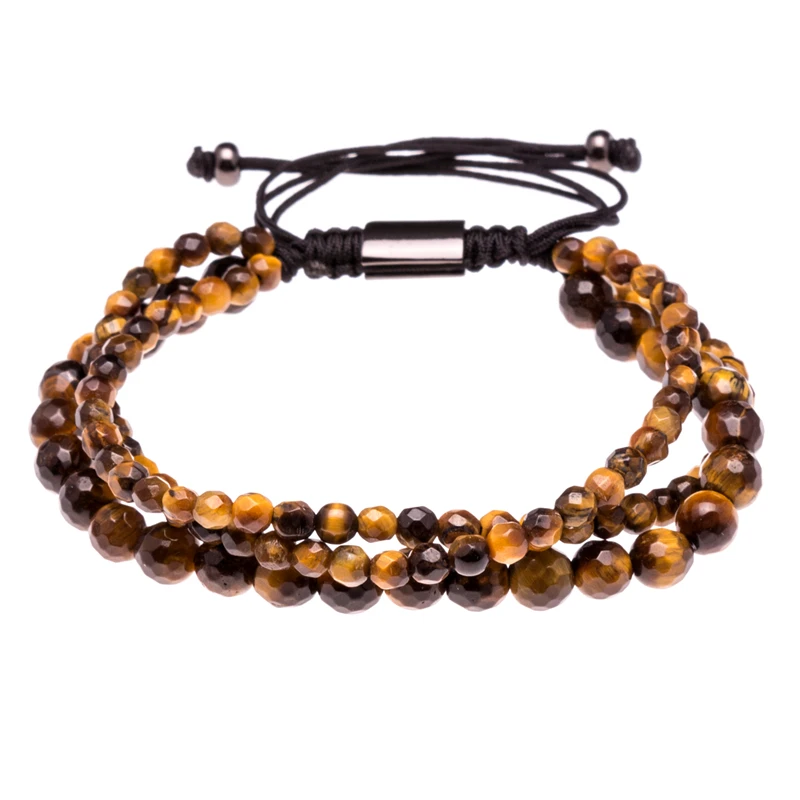 Handmade Bracelets &amp Bangles 6MM&amp4MM Beaded Charm Macrame Bracelet Natural Tigereye Stone Multilayer For Women Men | Украшения и