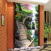 custom mural wallpaper hd waterfall wood bridge nature landscape photo wall murals living room hotel entrance decor papel murals