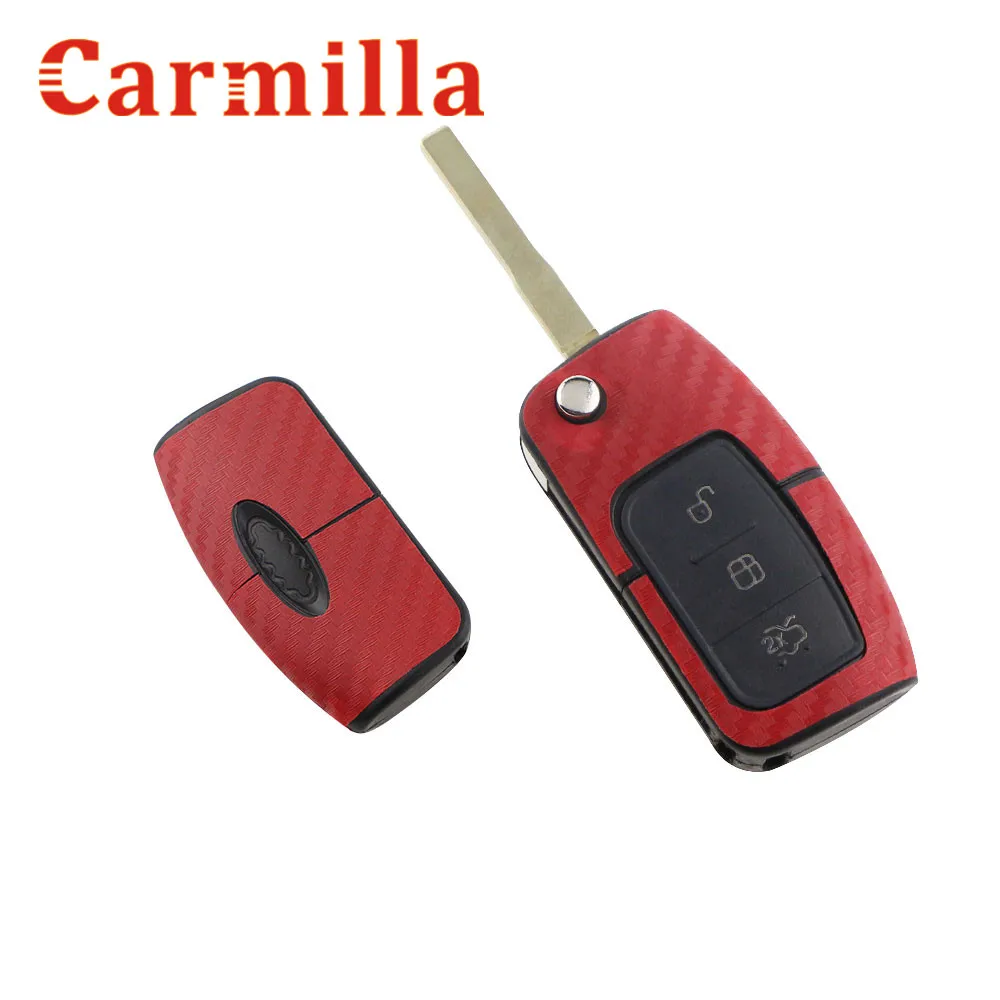 Carmilla автомобильные наклейки для ключей из углеродного волокна Ford Fiesta 2 3 Focus 2009 2012