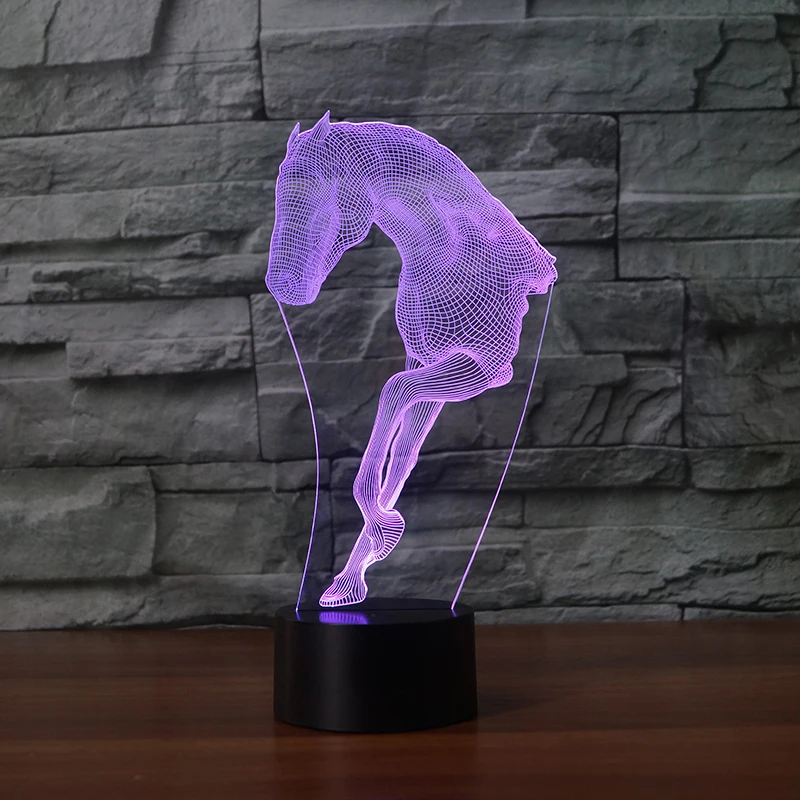 

Creative Home Decor LED 3D Horse modelling 7 Colors Changing Night Light Atmosphere USB Desk Lamp Baby Sleep Lightings Kids Gift