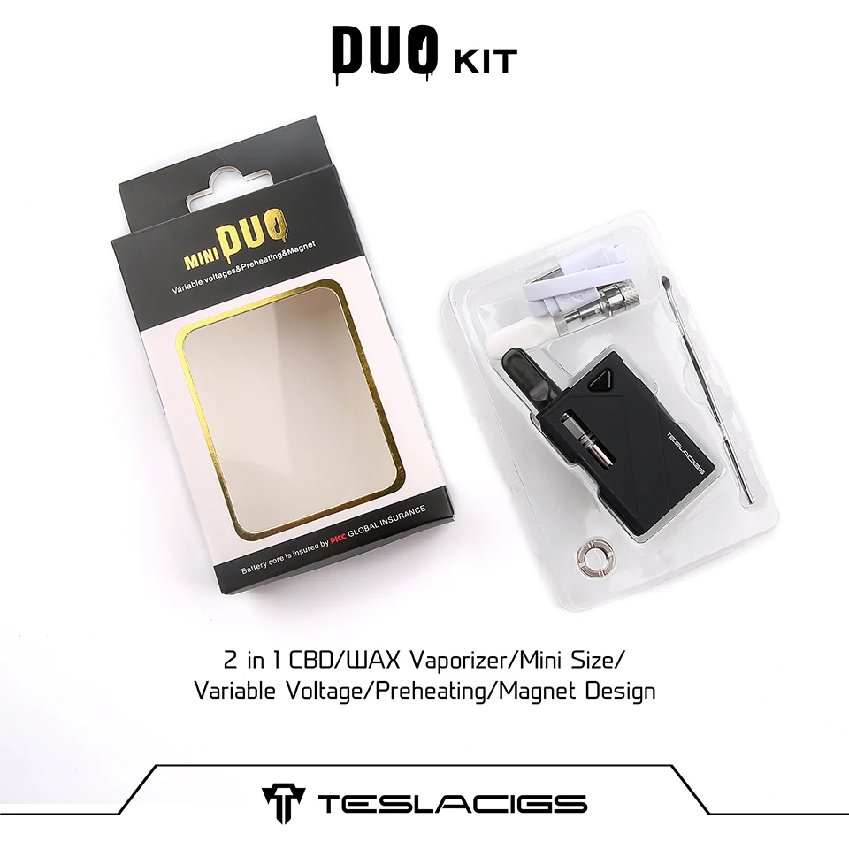 Новый оригинальный Tesla Mini DUO воск CBD комплект 500 мАч встроенный аккумулятор