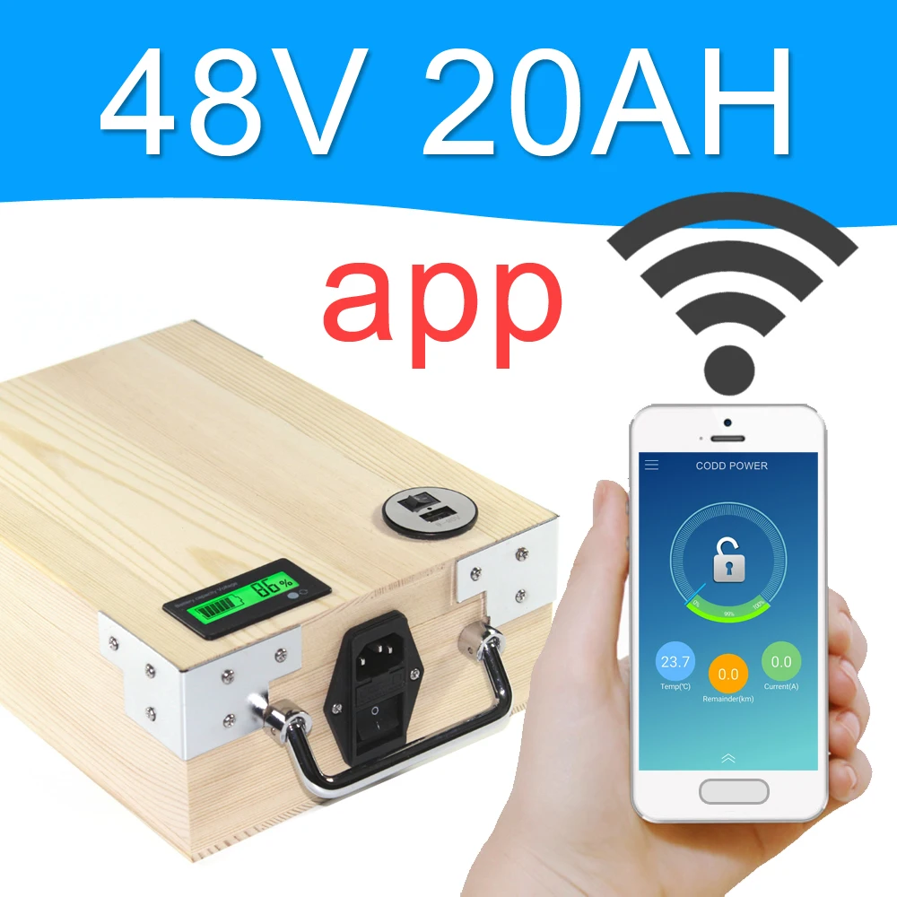 Приложение 48V 20AH Электрический велосипед LiFePO4 батарейный блок управление