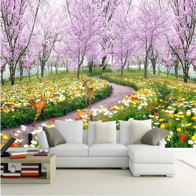 

beibehang Custom wallpaper high-end romantic cherry tree living room sofa TV bedroom natural flower background wall decoration
