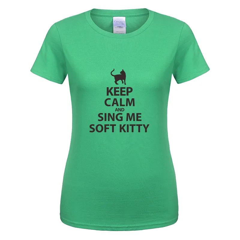 As picture The Big Bang Theory, женская футболка, хлопок, короткий рукав, женская, Keep Calm and Sing Me, футболка "Soft Kitty", Шелдон, футболки, OT-295 - Цвет: As picture