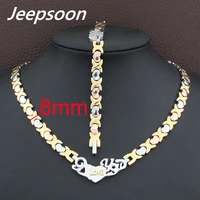 4 colors for choose fashion jewelry stainless steel heart love you chain necklacebracelet set for woman sfkgbeed