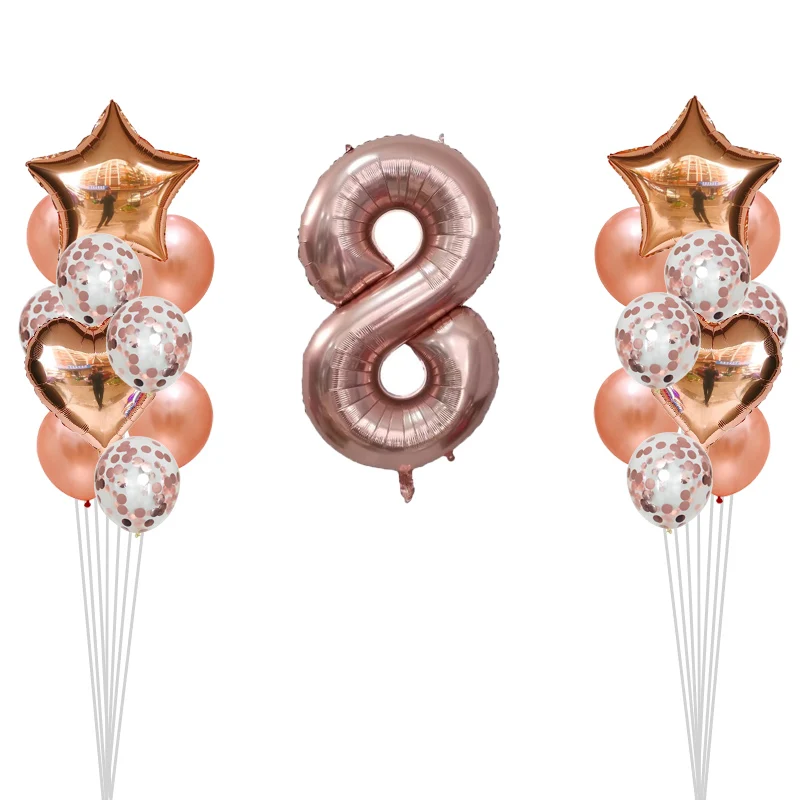 8 years old 25 шт. Baby Shower 1st 30 декор для вечеринки в честь Дня Рождения 4" номер 1 фольга воздушные шары для маленьких мальчиков воздушные шарики для девочек латекс розовое золото конфетти - Цвет: 8 years old