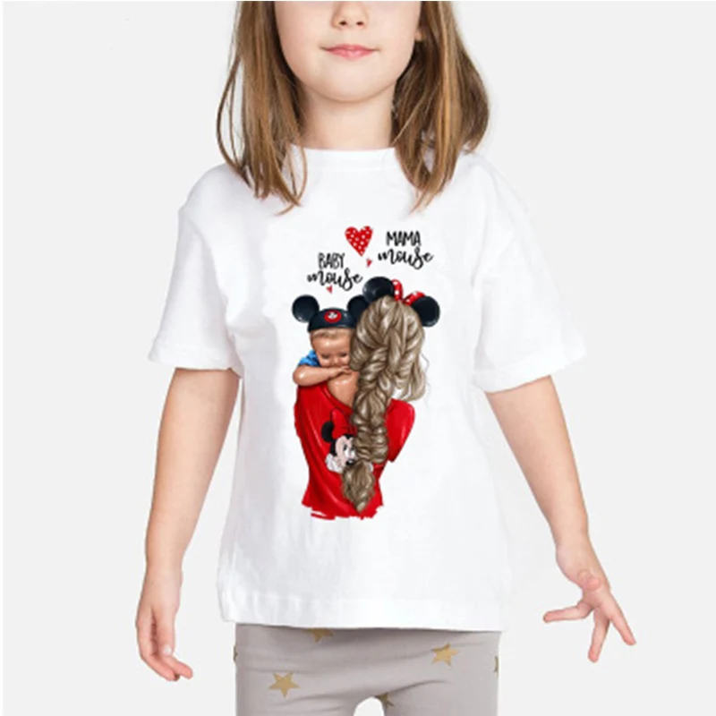 Футболка с милым принтом для мамы и ребенка летние женские модные повседневные