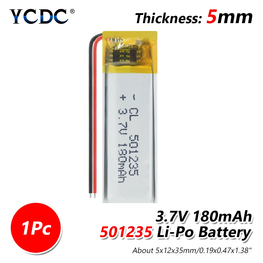 1/2/4 шт 3,7 V 501235 Перезаряжаемые литий-ионный полимерный аккумулятор 180mAh литий-полимерный литий-ионные батареи для MP3 MP4 плеер bluetooth устройства