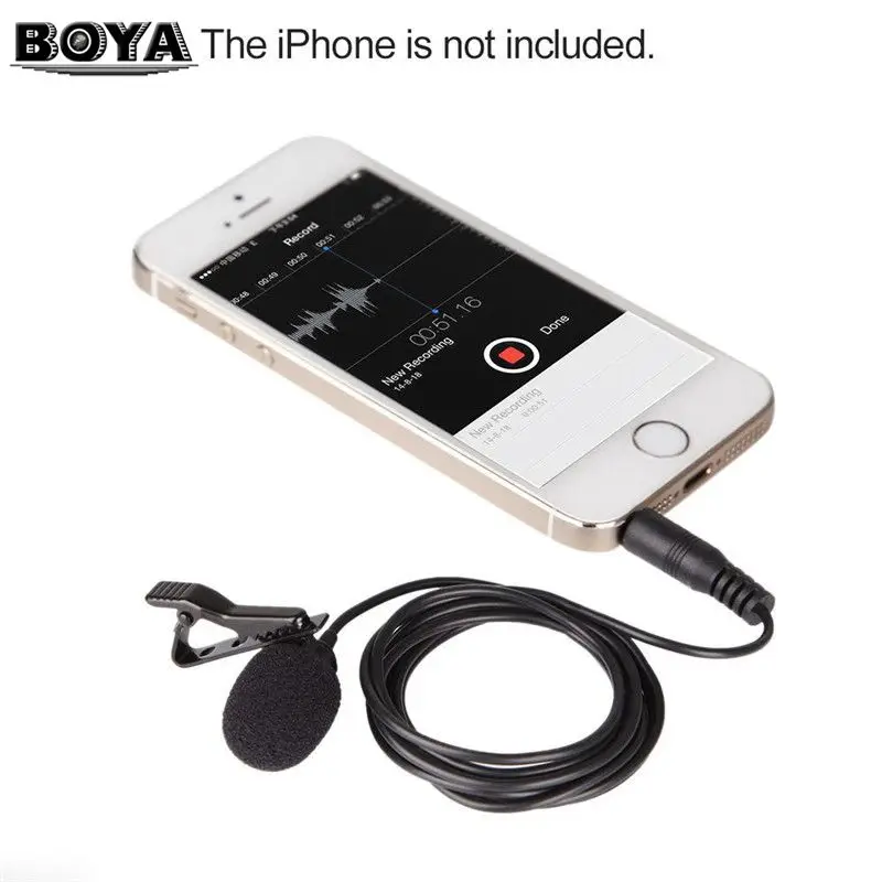 BOYA BY LM10 смартфон Аудио Видео Запись всенаправленный Lavalier микрофон для iPhone 6 6s 5 4s