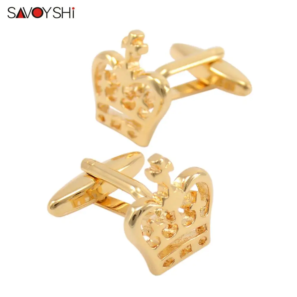 SAVOYSHI роскошные запонки короны для мужских рубашек манжеты высокое качество
