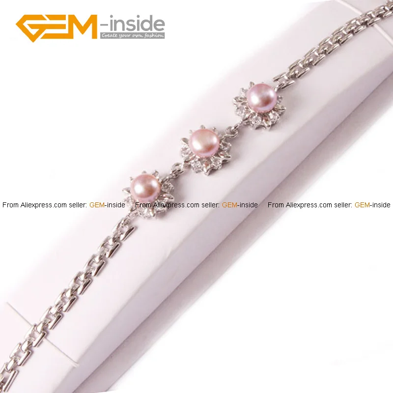 Жемчужный браслет: 9 10 мм культивированный жемчуг с рамкой в форме сердца 7