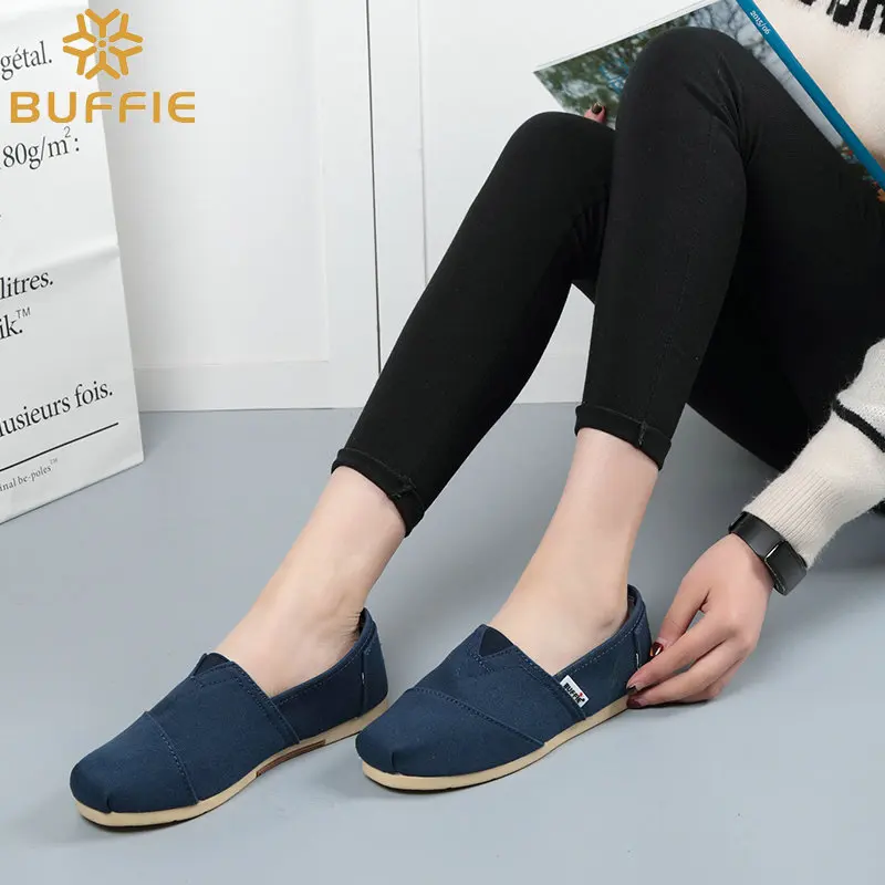 2019 повседневные женские туфли из ткани без шнуровки на плоской подошве осенняя