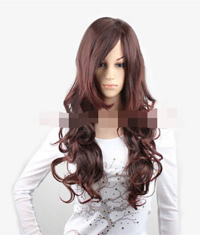 Новая Партия Мода Длинные Волосы Женщины Волнистые Полный Парики Вдвое Браун Аниме Косплей для женщин