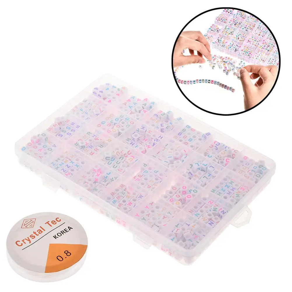 1200PCS DIY Letter Beads Round Beads A-Z Heart Alphabet Letter Beads for Bracelets Making Necklaces Key Chains Kids Jewelry#4W