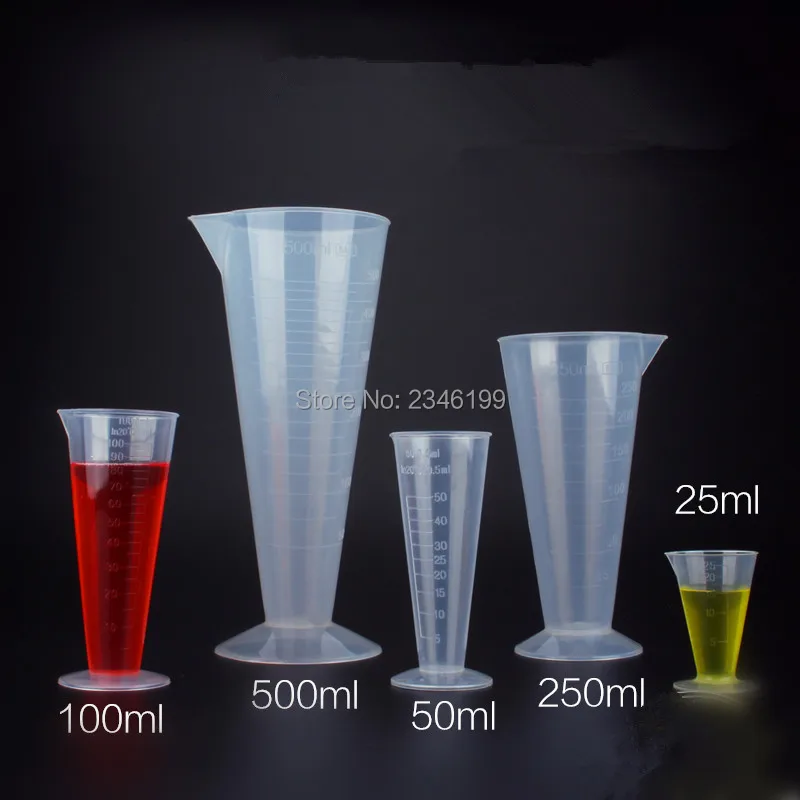 

100pcs 25ML 50ML Clear Plastic Triangle Measuring Cup Measuring Cylinder Cup Lab Supplies Free Shipping