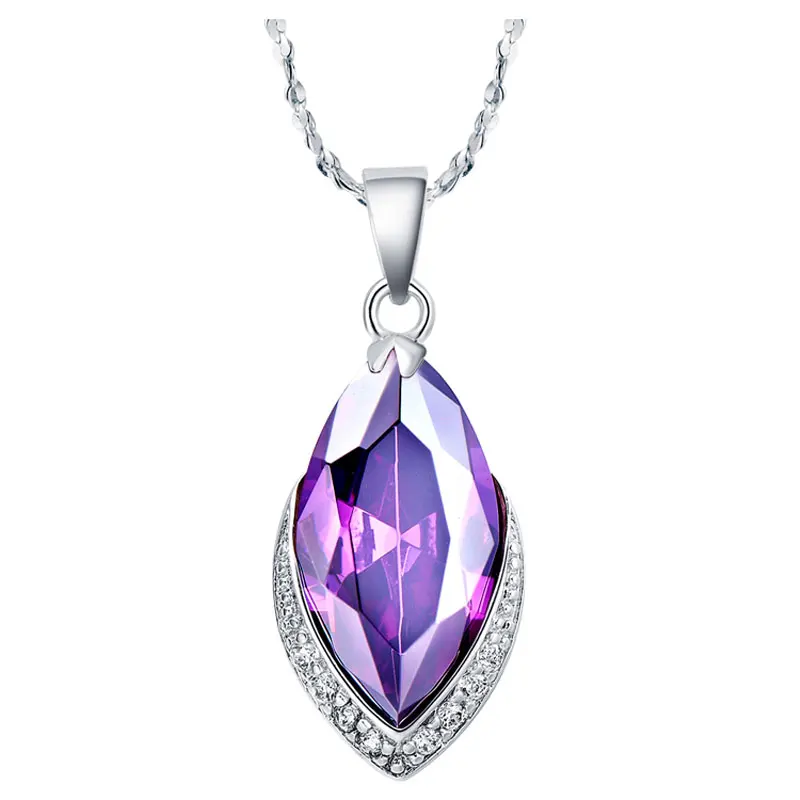 Elegant Fashion Necklaces for Women 2016 New 925 Sterling Silver Pendant Purple/Red Crystal Necklace Jewelry Free Shipping Gift | Украшения