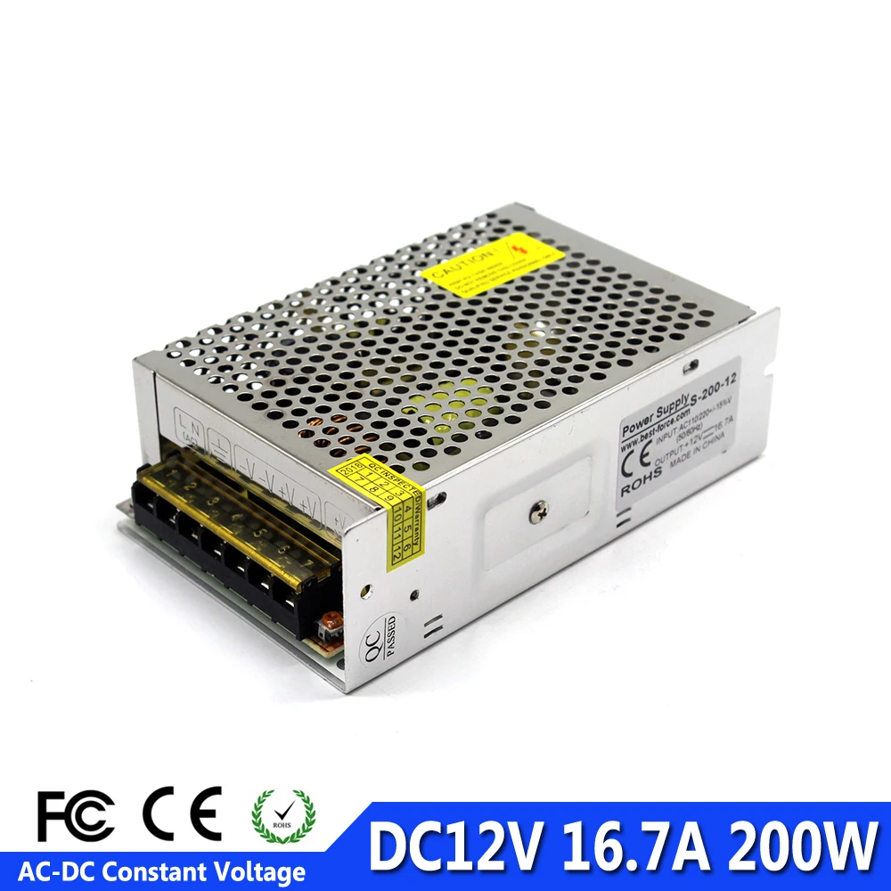 Универсальный 12V 16.7A 200W Регулируемый драйвер импульсного источника питания