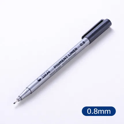 0.8mm 1 шт пигмент лайнер Pigma ручка микрон маркер для белой доски 0,05 0,1 0,2 0,3 0,4 0,5 0,6 0,8 различных наконечников, черная ручка эскизов ручки - Цвет: 0.8mm