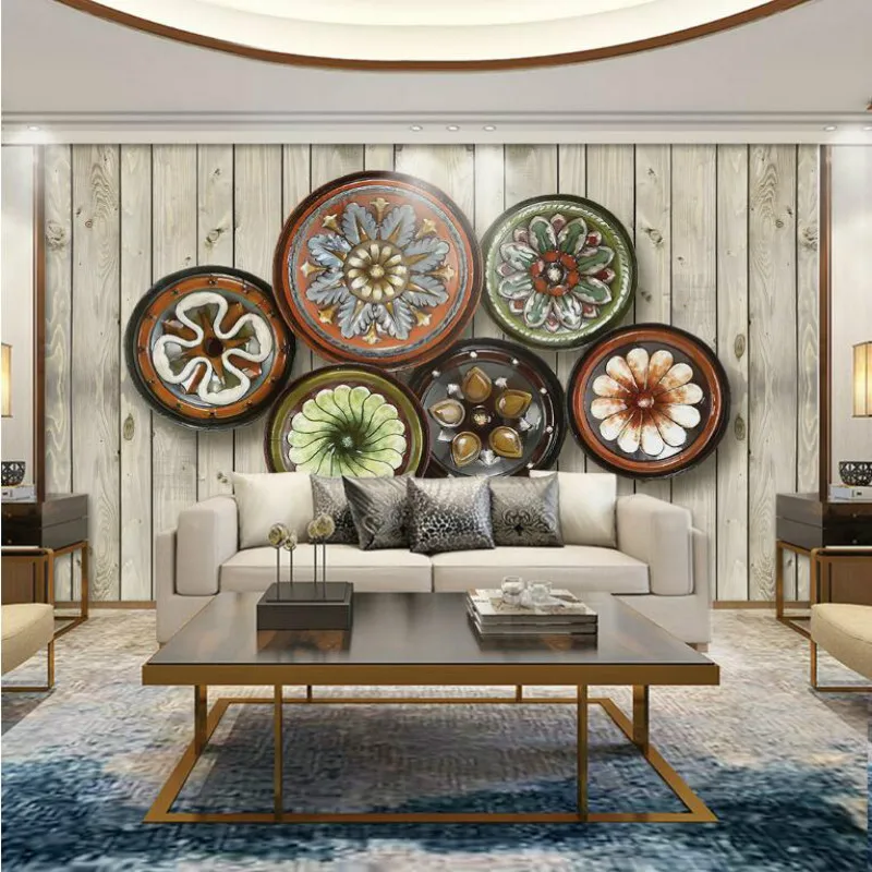 3D-обои с кругом цветами деревом и зерном для гостиной современные обои улучшения