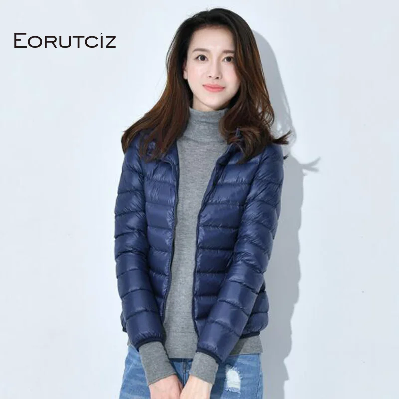 Женский короткий пуховик EORUTCI весеннее тонкое Черное Осеннее Пальто в винтажном